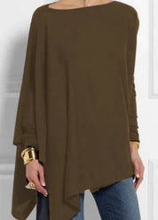 Iris | Elegante poncho van kasjmiermix met asymmetrische snit in de kleur Bruin voor dames in Heritage stijl ideaal voor de herfst.