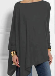 Iris | Elegante poncho van kasjmiermix met asymmetrische snit in de kleur Grijs voor dames in Heritage stijl ideaal voor de herfst.