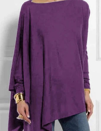 Iris | Elegante poncho van kasjmiermix met asymmetrische snit in de kleur Paars voor dames in Heritage stijl ideaal voor de herfst.