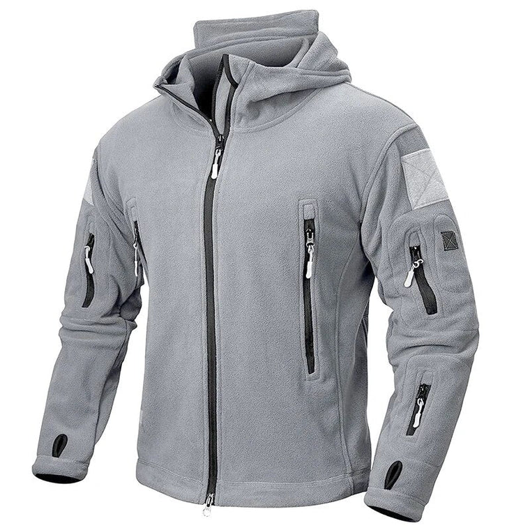Ivan | Tactische fleece herenjas in de kleur Lichtgrijs voor heren in Outdoor stijl ideaal voor de herfst.