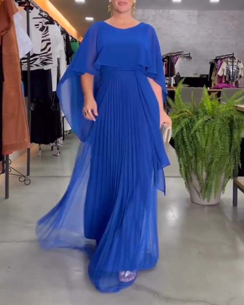 Jacobine | A-lijn Maxi Jurk met ronde hals in de kleur Blauw voor dames in stijl ideaal voor de lente.