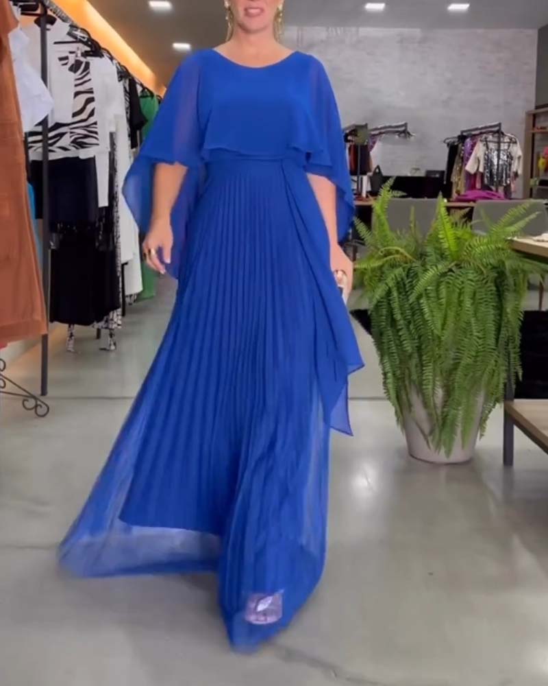 Jacobine | A-lijn Maxi Jurk met ronde hals in de kleur Roze voor dames in stijl ideaal voor de lente.