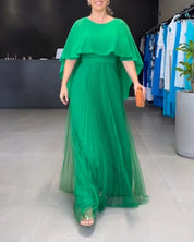 Jacobine | A-lijn Maxi Jurk met ronde hals in de kleur Roze voor dames in stijl ideaal voor de lente.