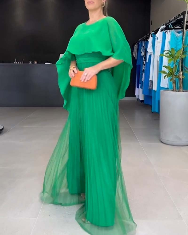 Jacobine | A-lijn Maxi Jurk met ronde hals in de kleur Roze voor dames in stijl ideaal voor de lente.