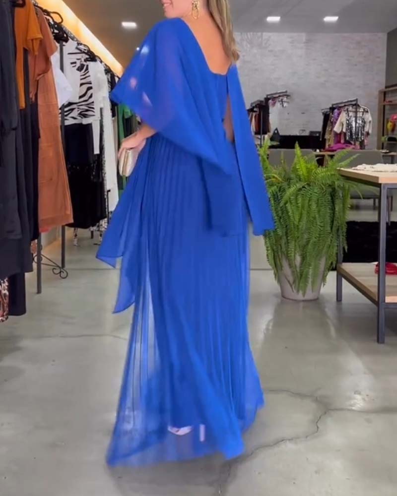 Jacobine | A-lijn Maxi Jurk met ronde hals in de kleur Roze voor dames in stijl ideaal voor de lente.