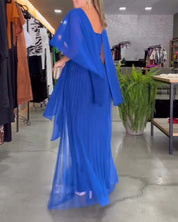 Jacobine | A-lijn Maxi Jurk met ronde hals in de kleur Roze voor dames in stijl ideaal voor de lente.