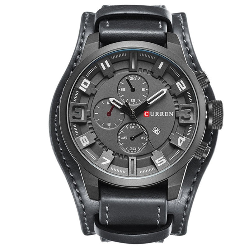 James | Luxe horloge met quartz-uurwerk en lederen band in de kleur earl gray voor heren in Formal stijl geschikt voor alle seizoenen.