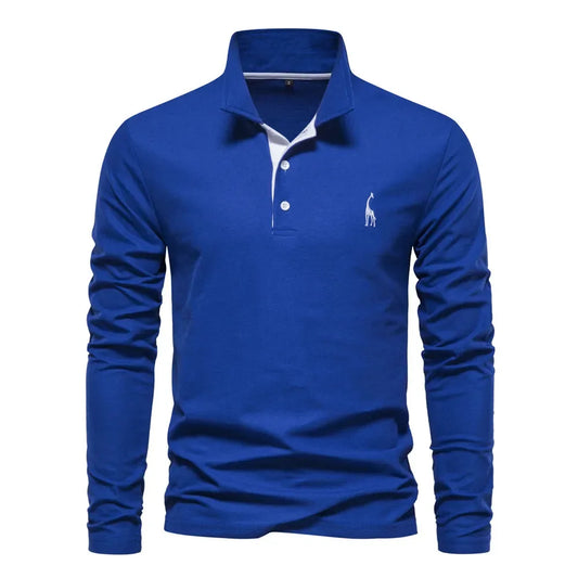 Polo met lange mouwen en V-neck