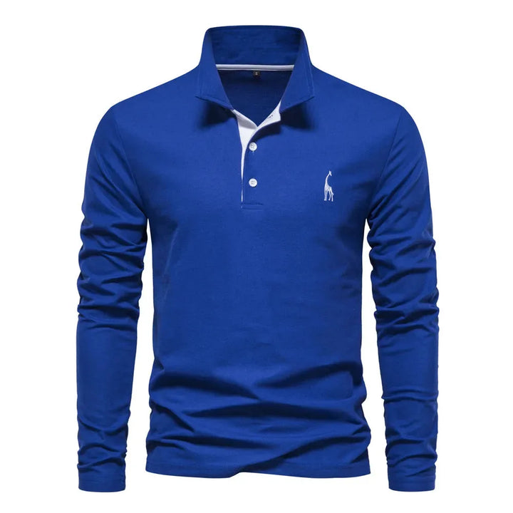 Polo met lange mouwen en V-neck