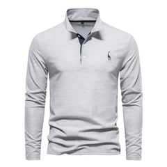 Polo met lange mouwen en V-neck