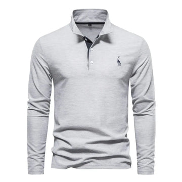 Polo met lange mouwen en V-neck
