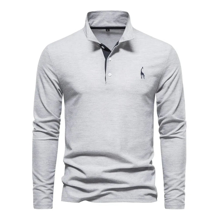 Polo met lange mouwen en V-neck