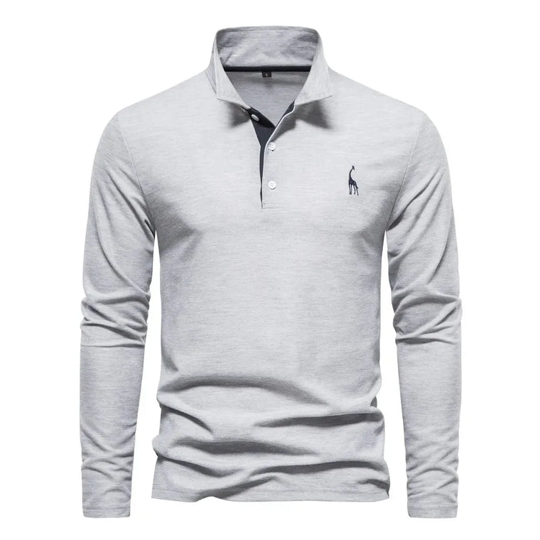 Polo met lange mouwen en V-neck