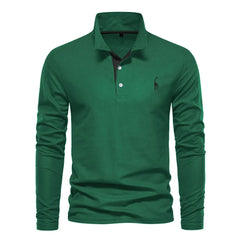 Polo met lange mouwen en V-neck