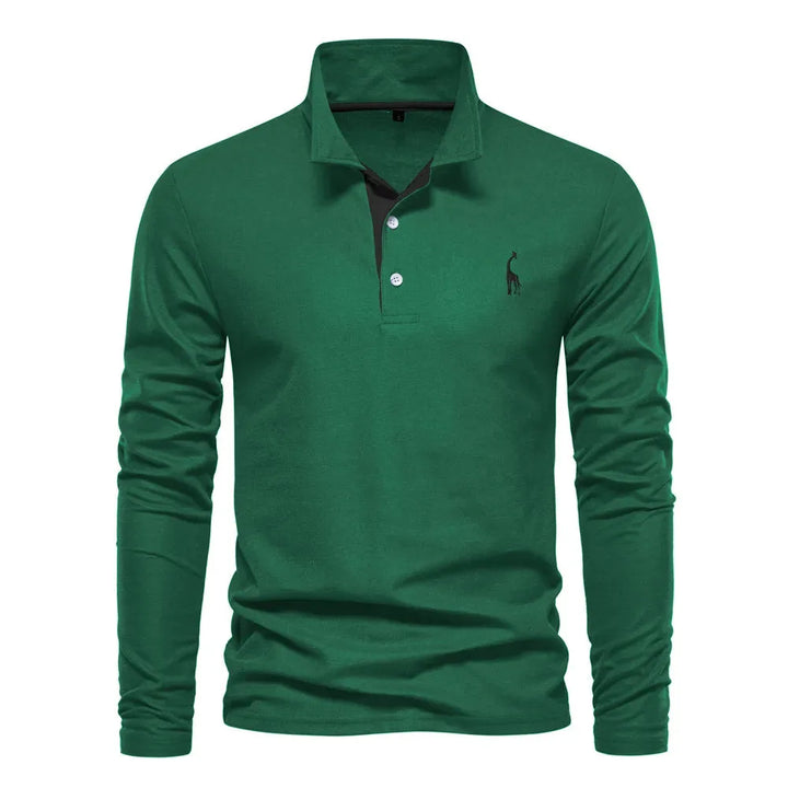 Polo met lange mouwen en V-neck