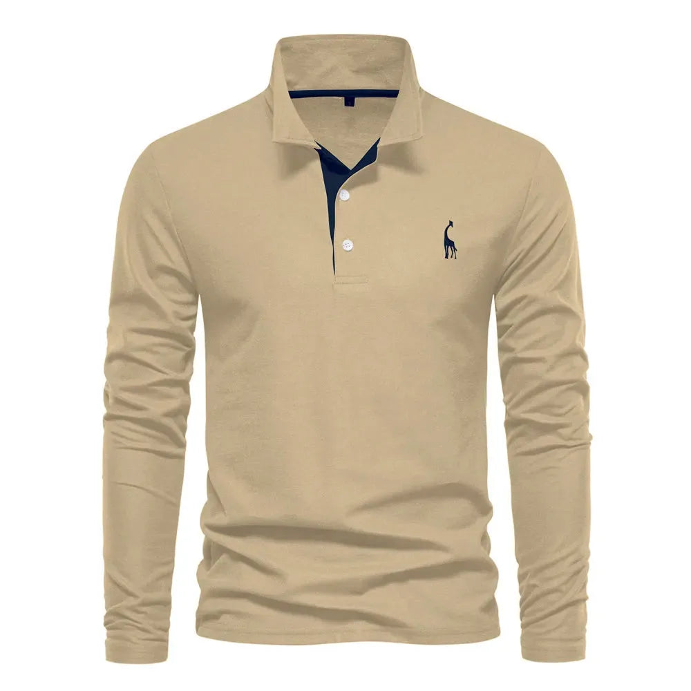 Polo met lange mouwen en V-neck