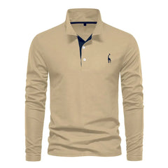 Polo met lange mouwen en V-neck