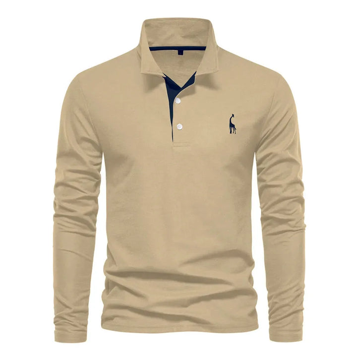 Polo met lange mouwen en V-neck