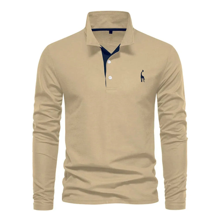 Polo met lange mouwen en V-neck