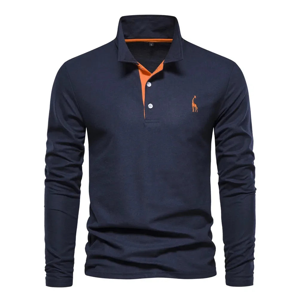 Polo met lange mouwen en V-neck