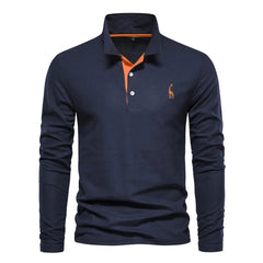 Polo met lange mouwen en V-neck