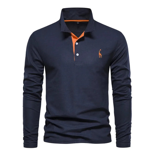 Polo met lange mouwen en V-neck