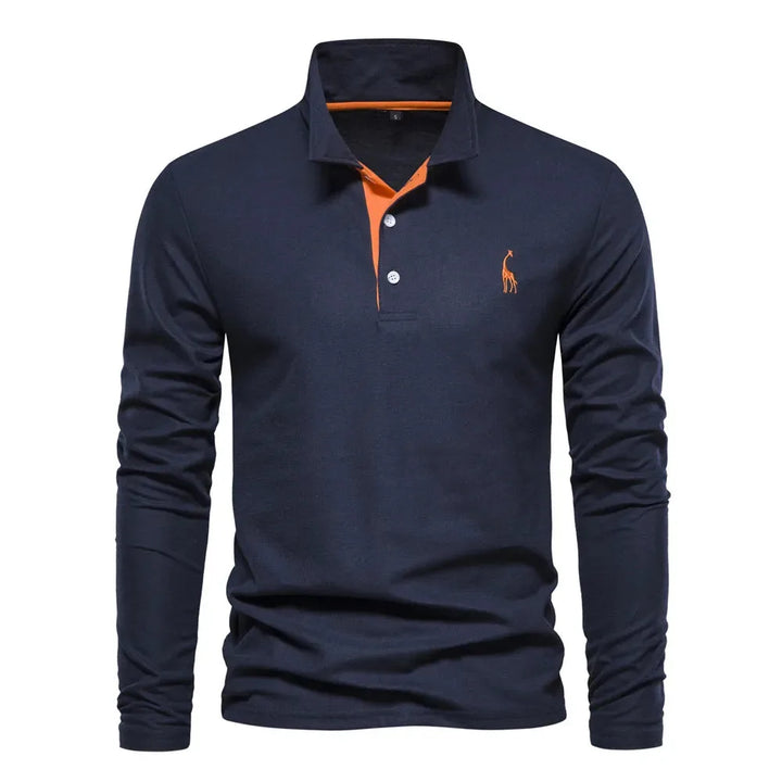 Polo met lange mouwen en V-neck