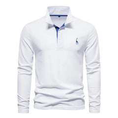 Polo met lange mouwen en V-neck