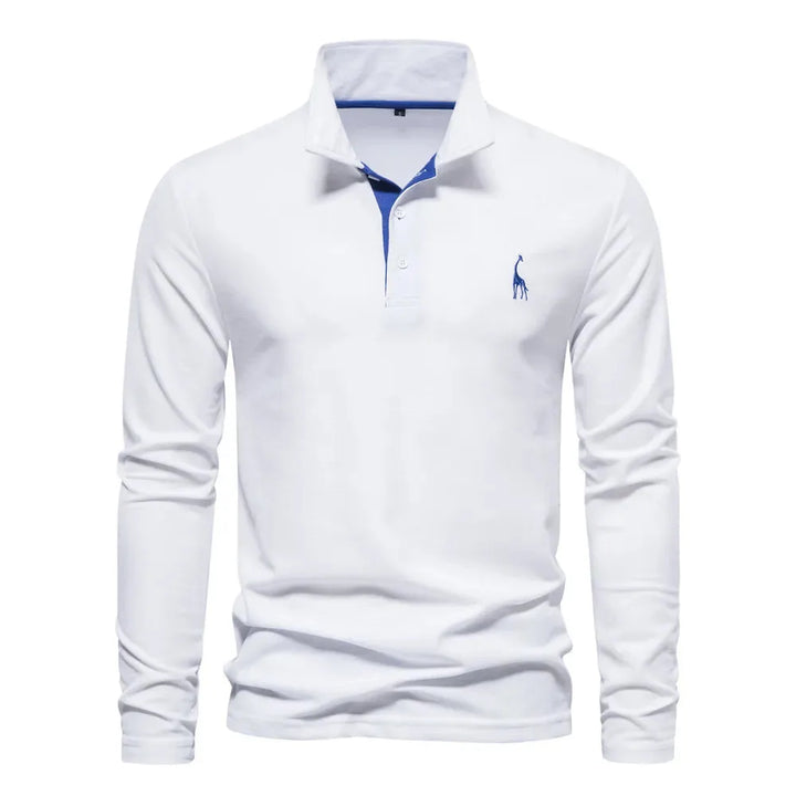 Polo met lange mouwen en V-neck