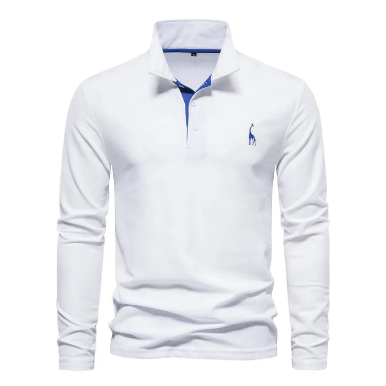 Polo met lange mouwen en V-neck