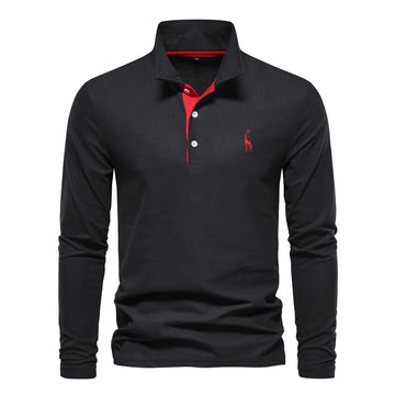 Polo met lange mouwen en V-neck