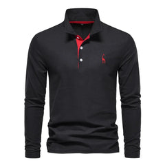 Polo met lange mouwen en V-neck
