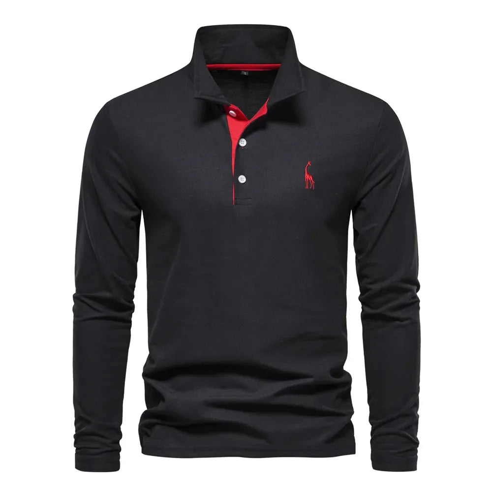 Polo met lange mouwen en V-neck
