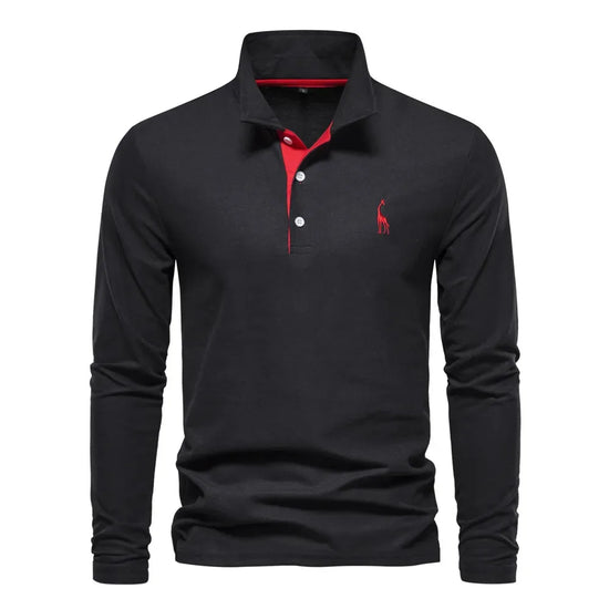 Polo met lange mouwen en V-neck