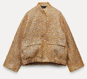 Janine | Jas met gouden glitters voor vrouwen in de kleur Goud voor dames in Party stijl ideaal voor de herfst.
