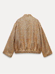 Janine | Jas met gouden glitters voor vrouwen in de kleur Goud voor dames in Party stijl ideaal voor de herfst.