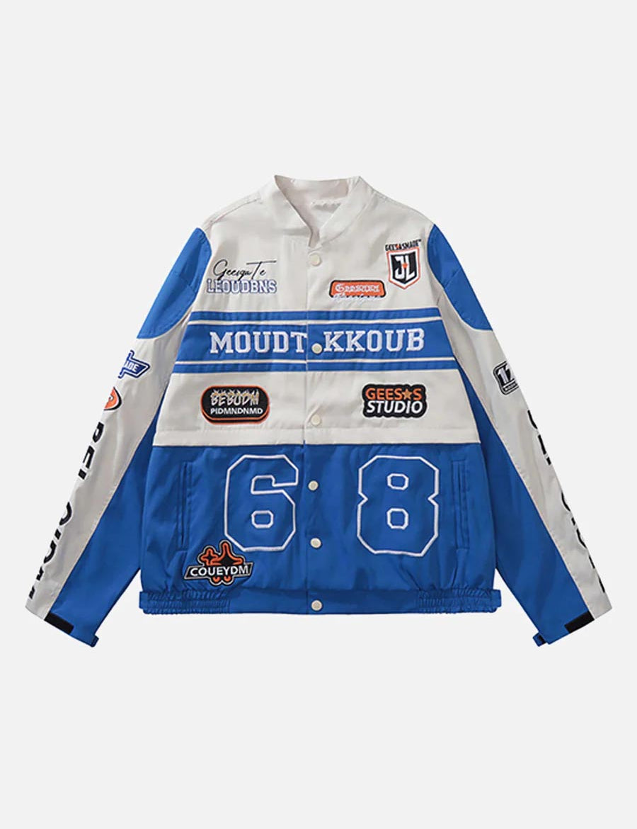 Jasper | Baseball motorjack in de kleur Blauw voor heren in Streetwear stijl geschikt voor alle seizoenen.
