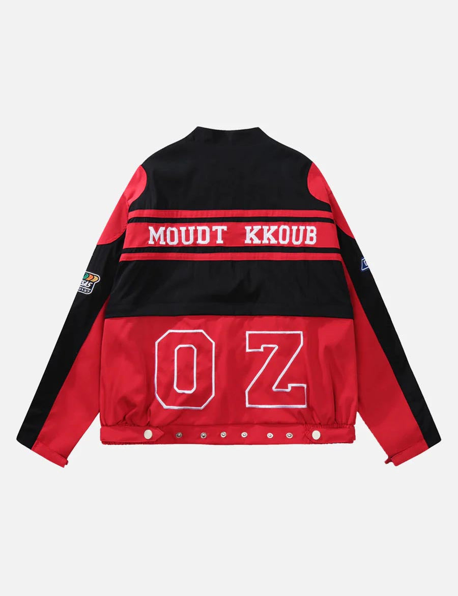 Jasper | Baseball motorjack in de kleur Rood voor heren in Streetwear stijl geschikt voor alle seizoenen.