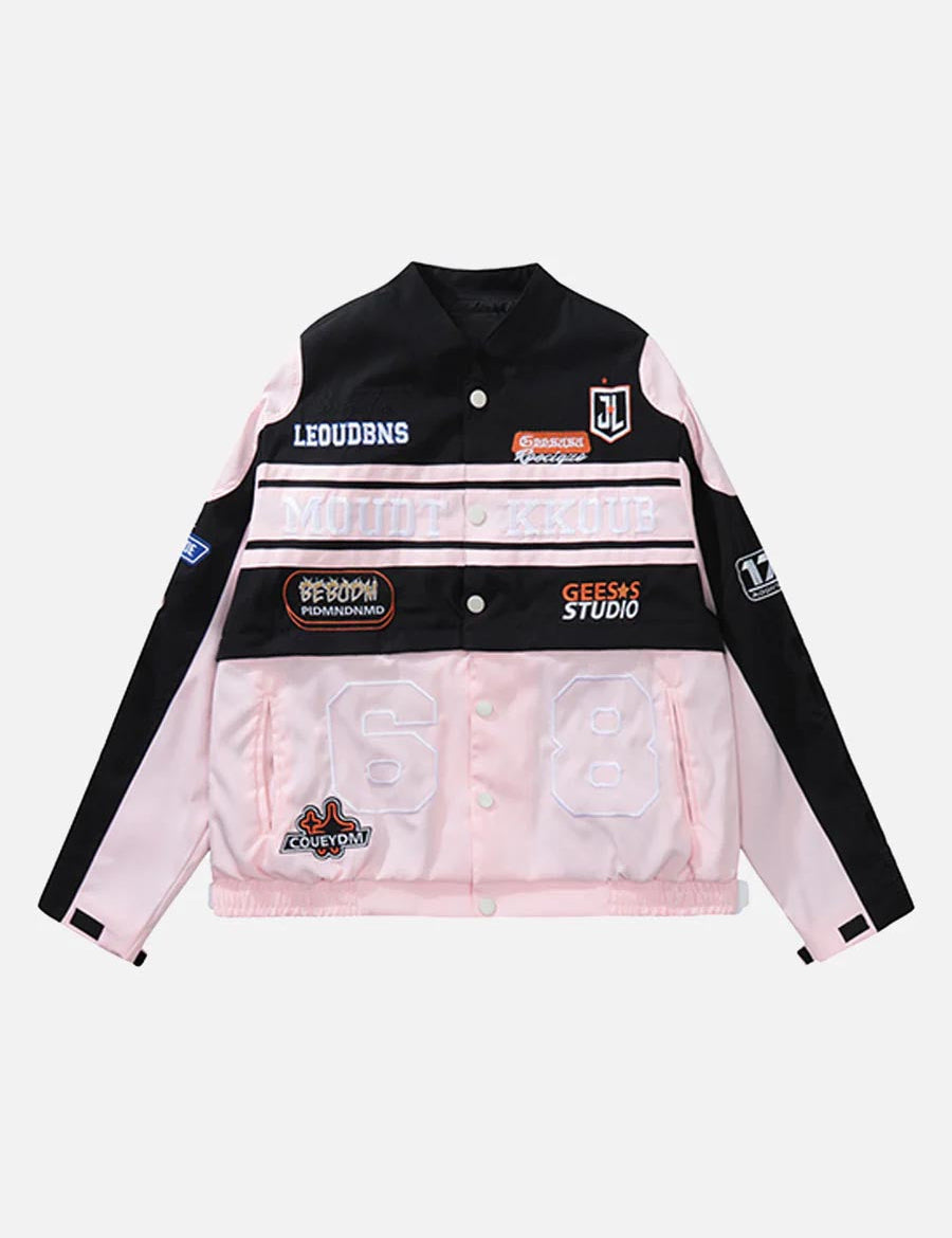 Jasper | Baseball motorjack in de kleur Roze voor heren in Streetwear stijl geschikt voor alle seizoenen.