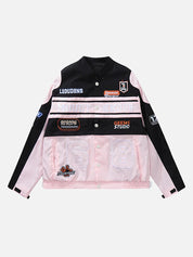 Jasper | Baseball motorjack in de kleur Roze voor heren in Streetwear stijl geschikt voor alle seizoenen.
