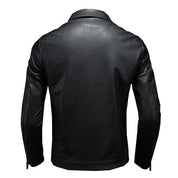 Jasper | Leren bikerjack met ritssluiting en borstzakken in de kleur Zwart voor heren in stijl ideaal voor de herfst.