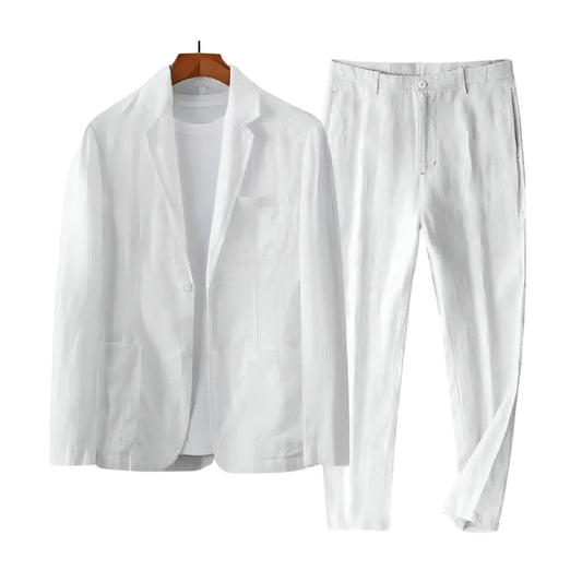 Jasper | Linen herenpak voor lente/zomer in de kleur Wit voor heren in Formal stijl ideaal voor de lente.