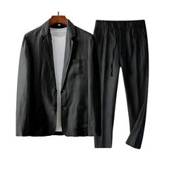 Jasper | Linen herenpak voor lente/zomer in de kleur Zwart voor heren in Formal stijl ideaal voor de lente.