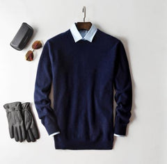 Jasper | Stijlvolle herentrui van kasjmier in de kleur Donkerblauw voor heren in Heritage stijl ideaal voor de herfst.