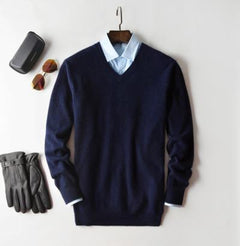Jasper | Stijlvolle herentrui van kasjmier in de kleur Donkerblauw voor heren in Heritage stijl ideaal voor de herfst.