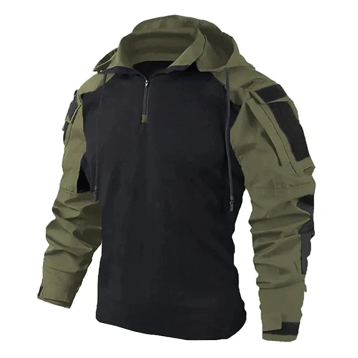Jasper | Tactische herenpullover met capuchon in de kleur Donkergroen voor heren in Outdoor stijl ideaal voor de herfst.