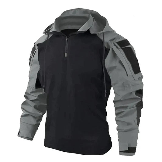 Jasper | Tactische herenpullover met capuchon in de kleur Grijs voor heren in Outdoor stijl ideaal voor de herfst.