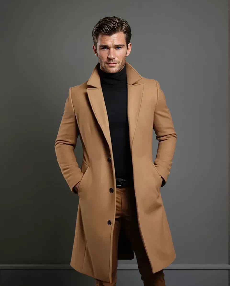 Jasper | Wollen herenjas van hoge kwaliteit in de kleur Khaki voor heren in Heritage stijl ideaal voor de winter