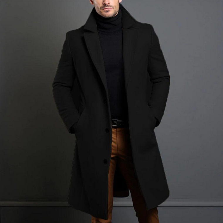 Jasper | Wollen herenjas van hoge kwaliteit in de kleur Zwart voor heren in Heritage stijl ideaal voor de winter