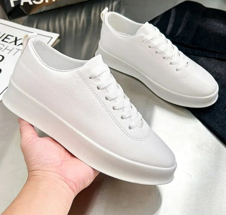 Jerry | Lente lederen sneakers voor heren in de kleur Wit voor heren in stijl ideaal voor de herfst.